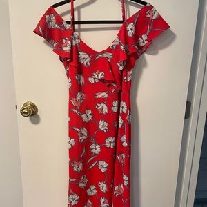 Red Floral Midi Dress